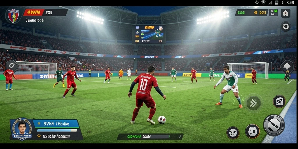 Gameplay 9WIN menampilkan aksi sepak bola yang mendebarkan.