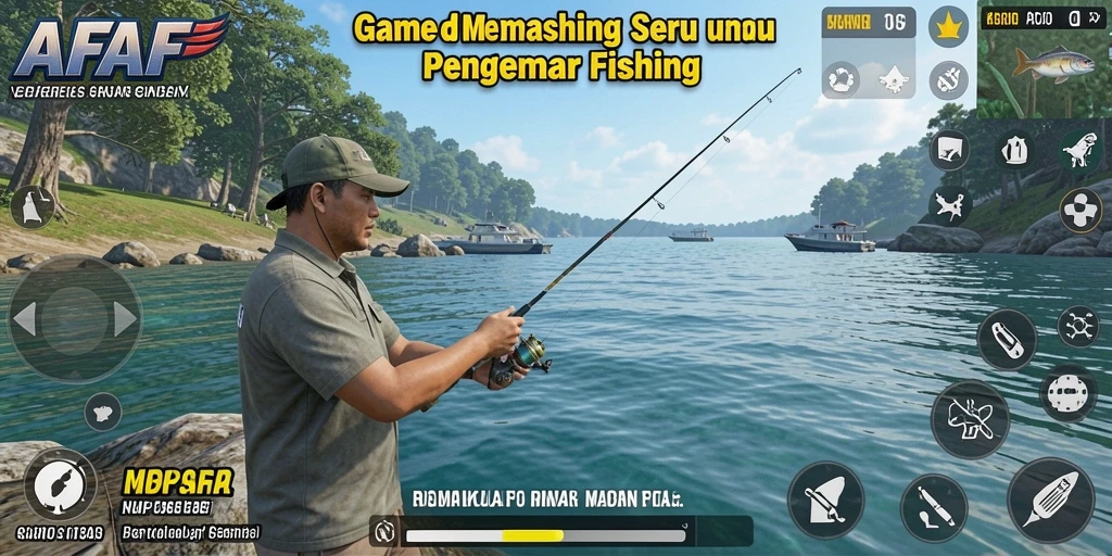 Tampilan gameplay AFAF dengan suasana memancing yang menenangkan.