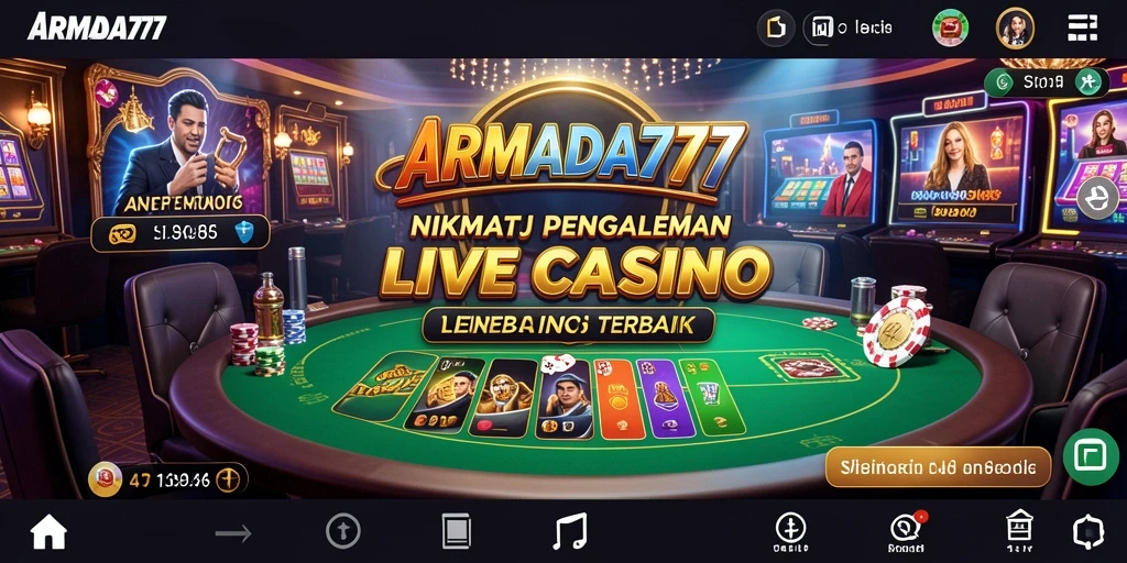 Screenshot menampilkan gameplay menarik di ARMADA777 dengan dealer live.