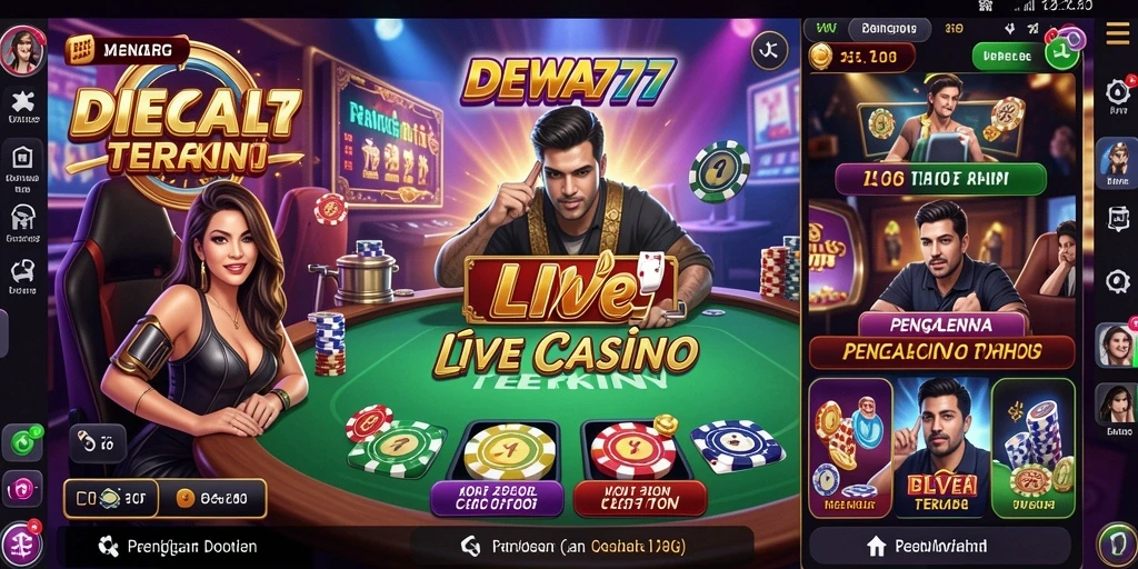 Tangkapan layar gameplay DEWA777 menunjukkan dealer dan pemain yang terlibat dalam permainan Live Casino.