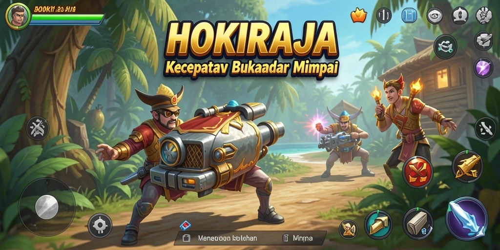 Tampilan gameplay HOKIRAJA dengan motor balap yang menarik.