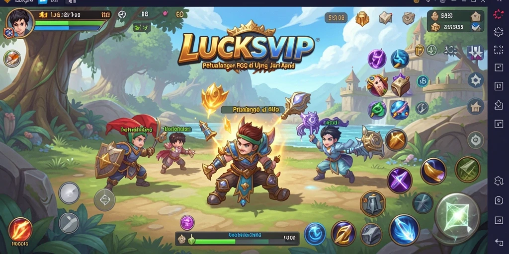 Tampilan gameplay menakjubkan dalam LUCKSVIP yang penuh aksi RPG.