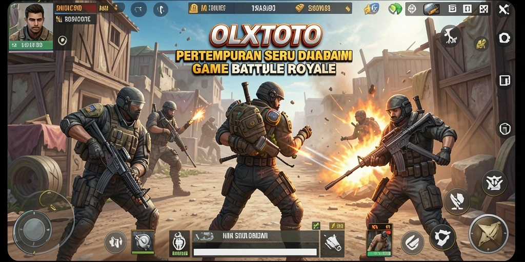Tampilan gameplay mendebarkan dari OLXTOTO dalam Battle Royale.