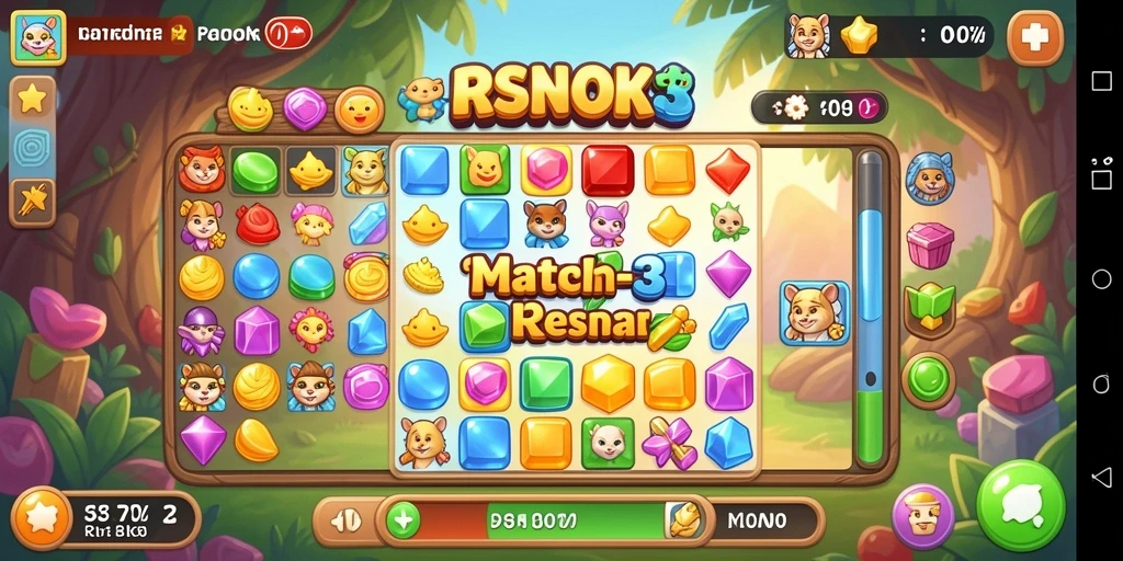 Screenshot utama menampilkan gameplay seru RSNOK Match-3.