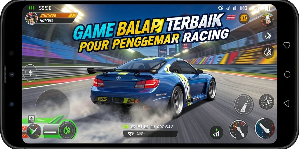 Screenshot utama S80 menampilkan aksi balapan yang seru.