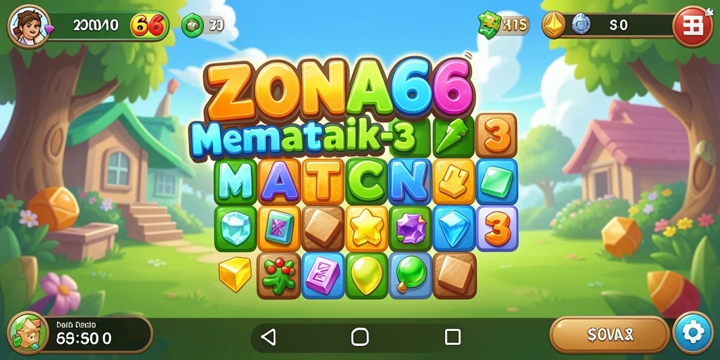 Tampilan menarik gameplay ZONA66 dengan tantangan Match-3.